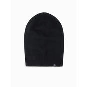 Ombre Męska zimowa czapka beanie z bawełnianej dzianiny – czarna
