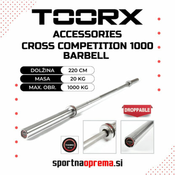 Toorx Cross Competition 1000 Barbell – profesionalna olimpijska palica – dolžina 220 cm, teža 20 kg, max. obr. 1000 kg – po naročilu (dobava 10 do 14 dni)