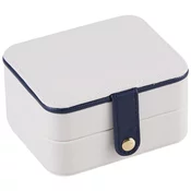 Camerazar Elegantna pravokotna škatlica za nakit z ogledalom, ekokoža in plast, 11x9x5.8 cm