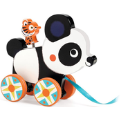 Lesena vlečna igračka – panda s tigrom