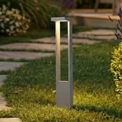 Lindby LED-ulična svetilka Lonete, kamnito siva, višina 65 cm, IP65 - Sodobni - Aluminij