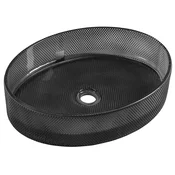 Umivalnik NOBAL z graviranim steklom za pult 49x38 cm, črn - Črna - 49x12x38 cm - Sapho - BEAUTY - 24 - Steklo - Ovalni/elipsasti - 490 - 120 - 380 - 14