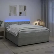 vidaXL Postelja boxspring z vzmetnico Svetlo siva 140 x 200 cm Žamet