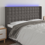 Vidaxl vidaXL Vzglavje postelje z LED svetlo sivo 183x16x118/128 cm umetno usnje