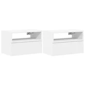 Vidaxl Stenska nočna omarica 2 kosa bela 45x26x28,5 cm