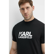 Majica kratkih rukava Karl Lagerfeld za muškarce, boja: crna, s tiskom, 543235.755087