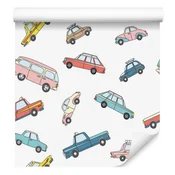 Barvita tapeta z retro avtomobili za dnevno sobo in spalnico 50x1000 cm