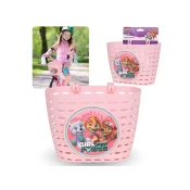 Paw Patrol Paw Patrol Rožnata otroška košara za krmilo, dekliška košara za kolo 20x15x16 cm