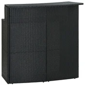 shumee vidaXL Vrtna barska miza črna 120x55x110 cm poli ratan