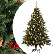 Vidaxl Umetna božična jelka z bučko 180 cm 300 LED Toplo bela