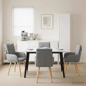 vidaXL Jedilni stoli 4 pcs Blago Svetlo siva 60 x 56 x 96 cm