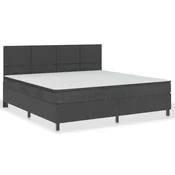 Vidaxl Boxspring postelja temno sivo blago 200x200 cm