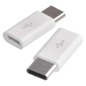 Adapter micro USB-B/USB-C, 2.0, bela, 2 kos 2/1