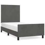 Vidaxl Posteljni okvir brez vzmetnice temno siv 80x200 cm žamet