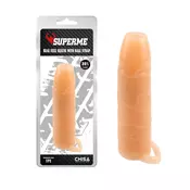 Navlaka za penis sa prstenom za testise Real Feel, Silikonska, 14.5cm, Boja kože