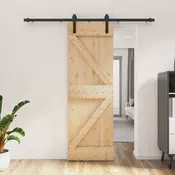 vidaXL Drsna vrata Naravna in črna 70 x 210 cm Masiven borov les