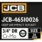 JCB UDARNI PREDNJI NASTAVAK 3/4 Cr-Mo 6-kraki 26mm DVOSTRANI KLJUC