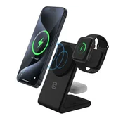 shumee Crong MagSpot Pivot Stand - brezžični polnilec 3v1 z MagSafe za iPhone. Apple Watch in AirPods (črna)