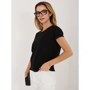 Črna bombažna bluza s kratkimi rokavi