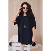 Kesi Włoski Oversized blouse with pendant navy blue