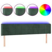 Vidaxl LED posteljno vzglavje temno zeleno 163x16x78/88 cm žamet