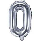 Folija balon Črka O, 35 cm, srebrn, 1 kos.