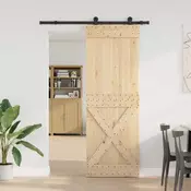 vidaXL Drsna vrata NARVIK Naravna in črna 80 x 210 cm (152,5 cm)