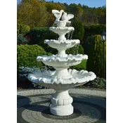 Casa Padrino baroque fountain with 2 decorative doves white A� 135 x H. 204 cm - Magnificent garden fountain in baroque style - Round garden decoration stone fountain - Baroque garden decoration