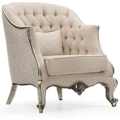 Casa Padrino luxury baroque living room armchair cream/silver/antique silver - Handmade baroque style armchair with decorative pillow - Luxury living room furniture in baroque style