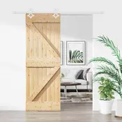 vidaXL Drsna vrata Naravna in bela 80 x 210 cm Trdna borovina