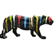 Casa Padrino luxury decorative sculpture panther black/multicolored H. 80 x H. 35 cm - Large decorative figure - XXL decorative sculpture - XXL decorative figure - Luxury XXL figures