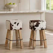 vidaXL Barski stol 2 kos Rjava in bela 44 x 33 x 74 cm Pravo usnje