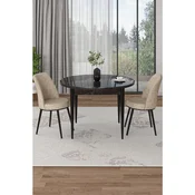 Hanah Home trpezarijski set Tor, sto i 2 stolice, ploca u dekoru crnog mermera, krem tkanina Babyface