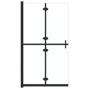 Vidaxl Zložljiva pregrada za tuš prozorno ESG steklo 110x190 cm