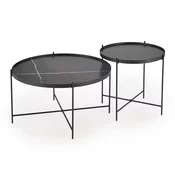 Komplet klubskih mizic Houston 1806 Črni marmor, Črna, 40cm, MDF plošča, Okrogla