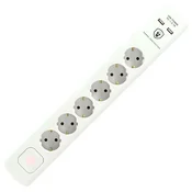 home Produžni kabel sa zaštitom, 6 utičnica, 1.5mm2, 1,4 met, USB - NVT 06K USB/WH