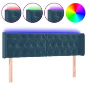 Vidaxl LED posteljno vzglavje temno modro 163x16x78/88 cm žamet