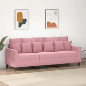 Vidaxl Kavč trosed roza 180 cm žamet