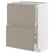 METOD/MAXIMERA Podstavna omarica z 2 predaloma, bela/Upplöv mat temno bež, 60x37 cm