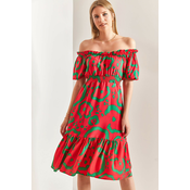 Bianco Lucci Womens Madonna Collar Elastic Waist Dress