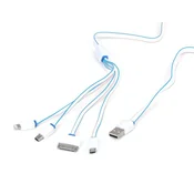 Omega OMEGA HYDRA 4-v-1 MICRO USB + MINI USB + IPHONE4 + LIGHTNING USB KABEL BELA IN MODRA [42812]