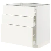 METOD / MAXIMERA Podni element s 3 fioke, bela/Vallstena bela, 80x60 cm