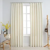 Vidaxl Zatemnitvene zavese 2 kosa z obešali žametne krem 140x245 cm