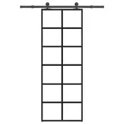 Vidaxl vidaXL Drsna vrata z okovjem, ESG steklo in aluminij, 76x205 cm