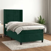 vidaXL vidaXL Box spring postelja z vzmetnico temno zelen 90x190 cm žamet, (20930623)