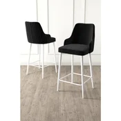 Hanah Home set od 2 barskih stolica Tera, crna tkanina Babyface, bele metalne noge