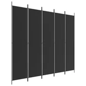Vidaxl Paravan 5-delni 250x220 cm črno blago
