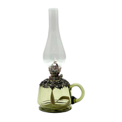 Petrolejska lampa LUCIE, 35 cm, šumsko zelena, ukrašena kalajem