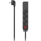 Hama produžni kabl sa 3 uticnice i 2 USB porta crni
