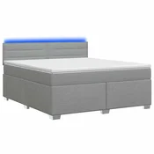vidaXL Postelja s pomičnim okvirjem, vzmetnico in LED Svetlo siva